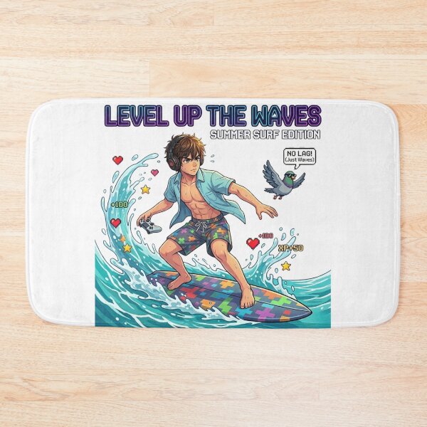 Item preview, Level Up The Waves – Anime Gamer Surfer with Controller  designed and sold by DailyStruggleCo.