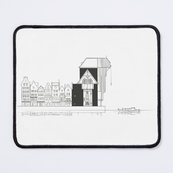 Item preview, Gdansk Crane Waterfront - Minimalist Baltic Architecture Line Art designed and sold by mijaczeek.