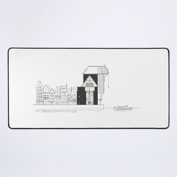 Item preview, Gdansk Crane Waterfront - Minimalist Baltic Architecture Line Art designed and sold by mijaczeek.