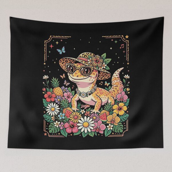 Item preview, Cute Colorful Leopard Gecko Rainbow Flowers Reptile Lover Design designed and sold by bilal sibgui.