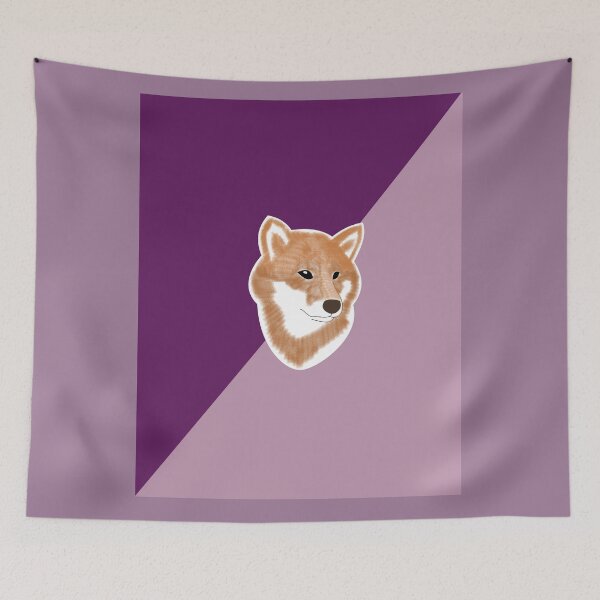 Item preview, Two toned colors (purple, pink) with red Shiba Inu designed and sold by ShibaCruise-On.