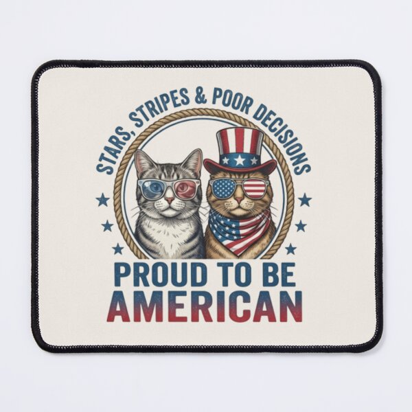 Item preview, Stars, Stripes & Poor Decisions Cat Shirt – Funny Patriotic Cats Wearing American Flag Sunglasses, Proud to Be American designed and sold by ZyxDes.