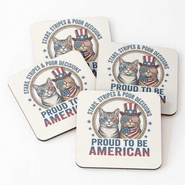 Item preview, Stars, Stripes & Poor Decisions Cat Shirt – Funny Patriotic Cats Wearing American Flag Sunglasses, Proud to Be American designed and sold by ZyxDes.