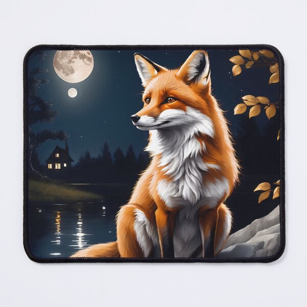 Item preview, Fox Beneath the Moon in a Scenic Landscape. designed and sold by MissYouONLY.