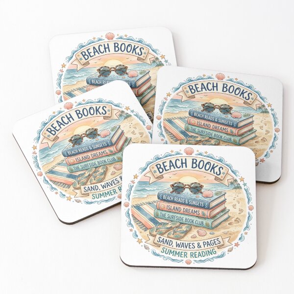 Item preview, Beach Books: Summer Reading Stack on Sand With Waves, Sunglasses, Seashells and Sunset designed and sold by LinaDesign Store.