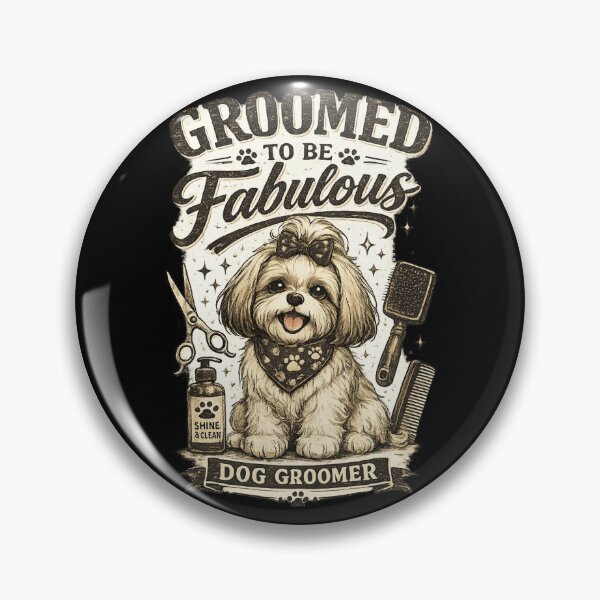 Item preview, Vintage Shih Tzu Dog Groomer Retro Pet Salon Illustration designed and sold by Rudinho102.