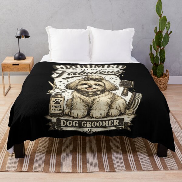 Item preview, Vintage Shih Tzu Dog Groomer Retro Pet Salon Illustration designed and sold by Rudinho102.