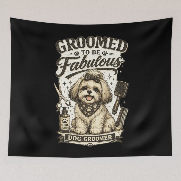 Item preview, Vintage Shih Tzu Dog Groomer Retro Pet Salon Illustration designed and sold by Rudinho102.