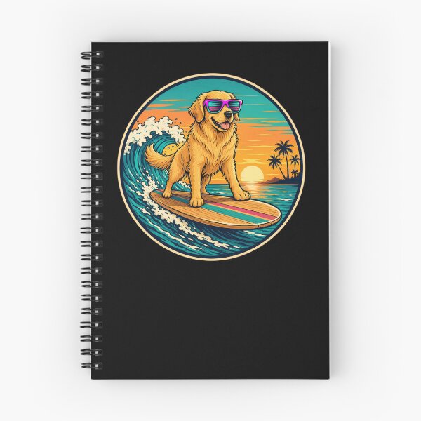 Item preview, Golden Retriever Surf Club | Retro Sunset Surfing Dog Sticker designed and sold by Timeless Junction.