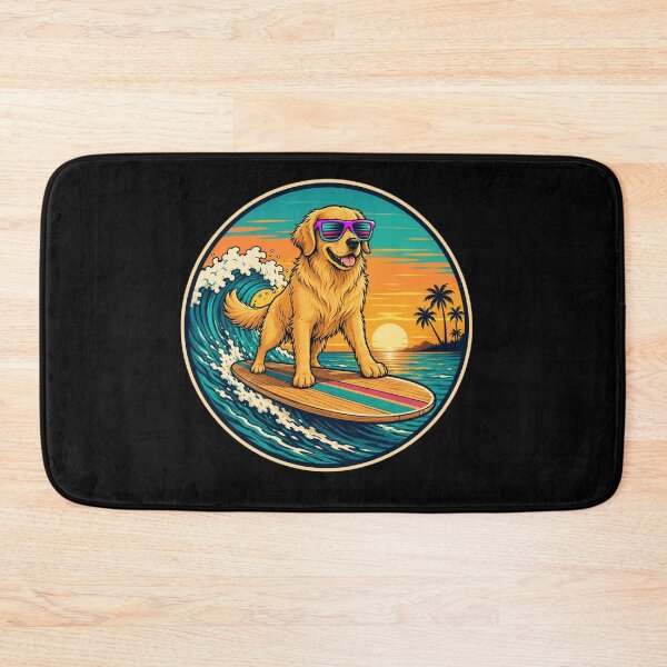 Item preview, Golden Retriever Surf Club | Retro Sunset Surfing Dog Sticker designed and sold by Timeless Junction.