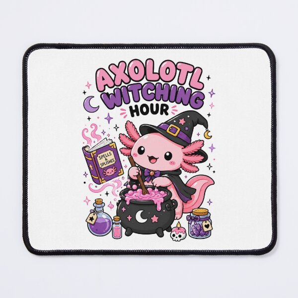Item preview, Cute Axolotl Witching Hour Funny Halloween Shirt — Spells And Splishes Kawaii Witch Axolotl Gift Tee designed and sold by MaynyStudio.