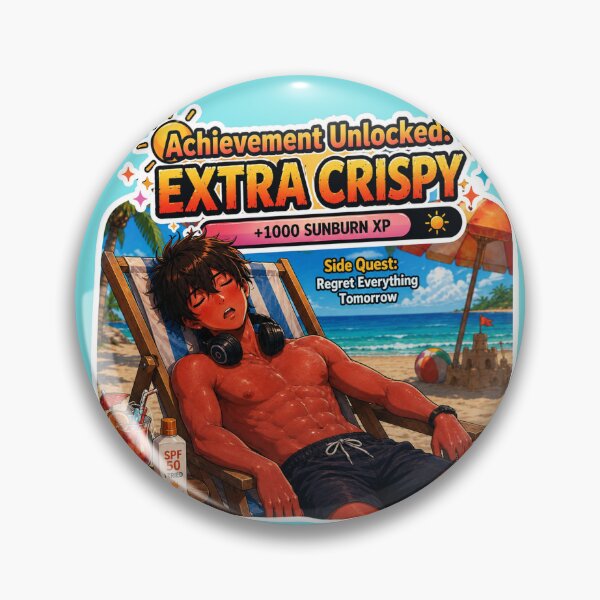Item preview, Achievement Unlocked Extra Crispy – Sunburned Anime Gamer  designed and sold by DailyStruggleCo.
