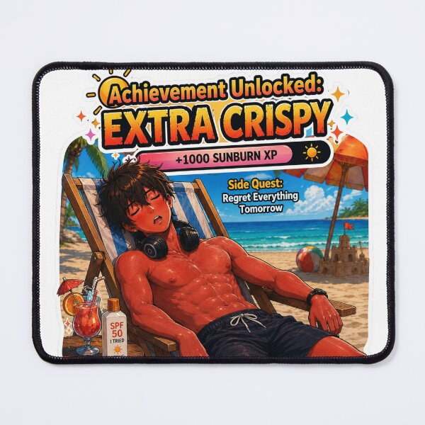 Item preview, Achievement Unlocked Extra Crispy – Sunburned Anime Gamer designed and sold by DailyStruggleCo.