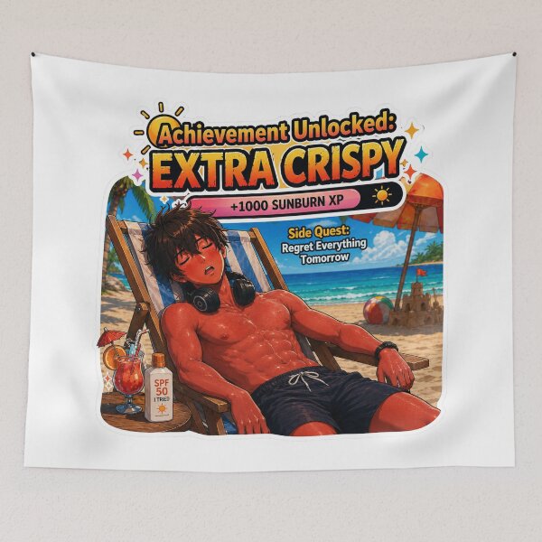 Item preview, Achievement Unlocked Extra Crispy – Sunburned Anime Gamer  designed and sold by DailyStruggleCo.