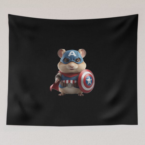 Item preview, Cute Patriotic Superhero Hamster with Star Shield designed and sold by BarkAndArt.