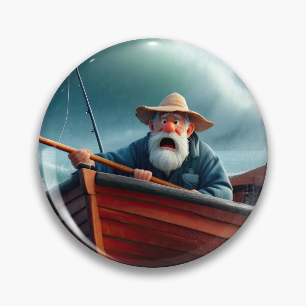 Item preview, Old Fart as a fisherman fishing in a choppy sea designed and sold by Colin Bentham.