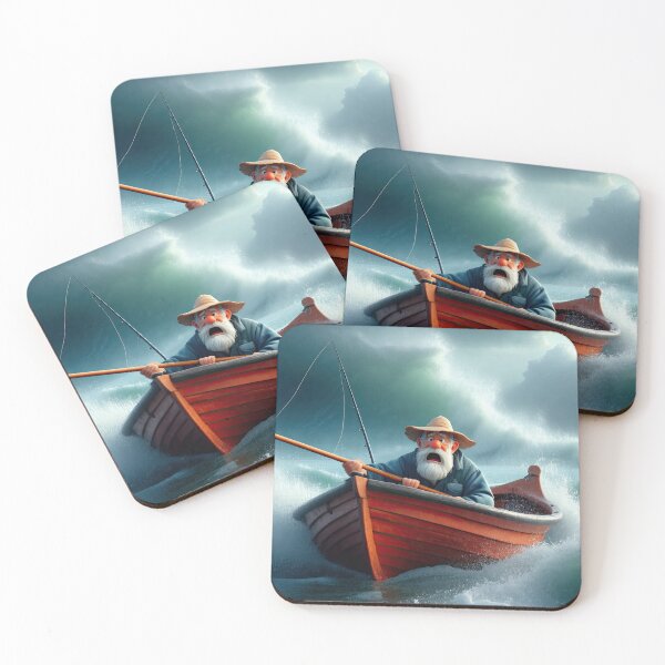 Item preview, Old Fart as a fisherman fishing in a choppy sea designed and sold by Colin Bentham.