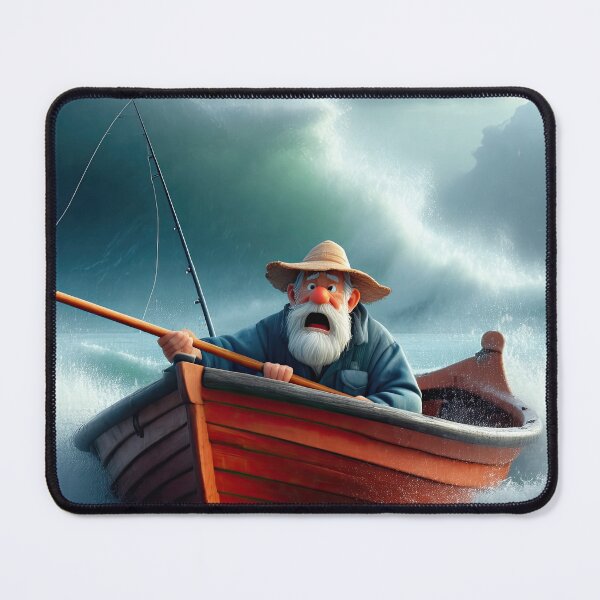 Item preview, Old Fart as a fisherman fishing in a choppy sea designed and sold by Colin Bentham.