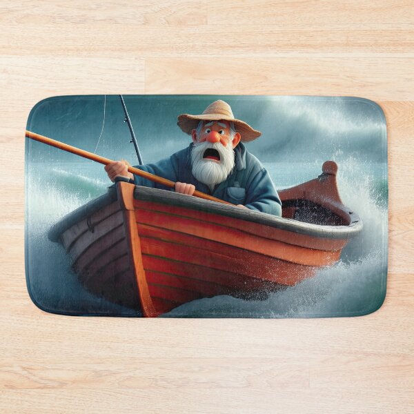 Item preview, Old Fart as a fisherman fishing in a choppy sea designed and sold by Colin Bentham.