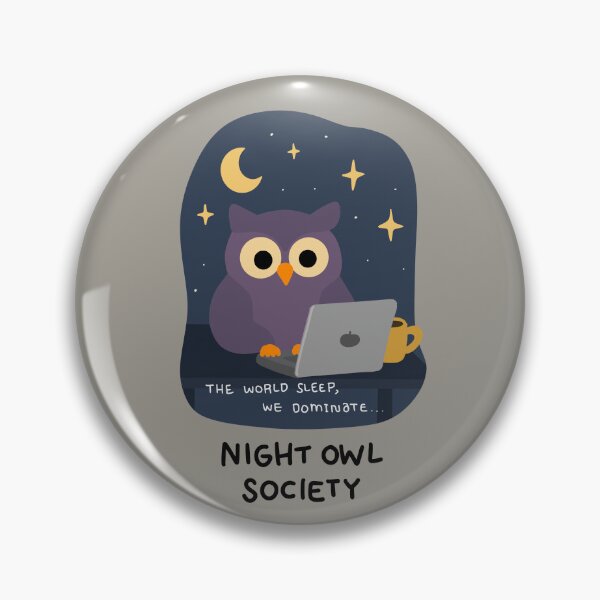 Item preview, Night Owl Society – Cute Owl Working Late at Night Funny Introvert Illustration designed and sold by thesalynn.