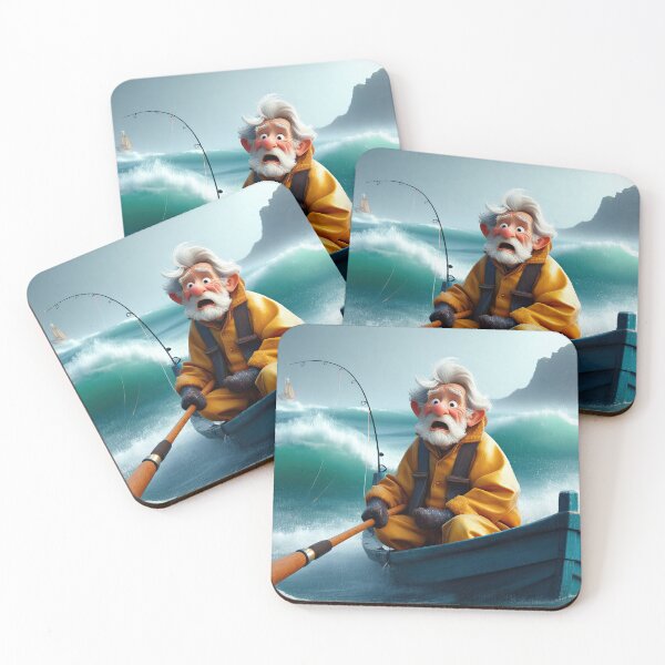 Item preview, Old Fart as a fisherman fishing in a choppy sea designed and sold by Colin Bentham.