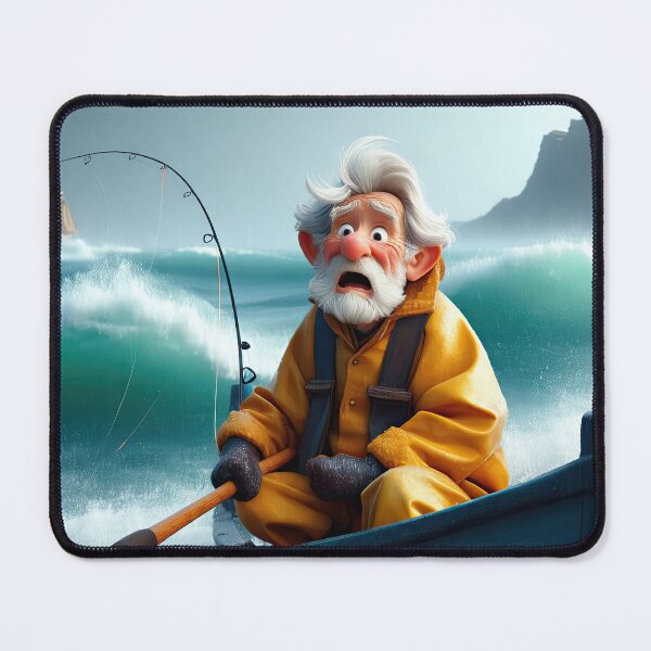 Item preview, Old Fart as a fisherman fishing in a choppy sea designed and sold by Colin Bentham.