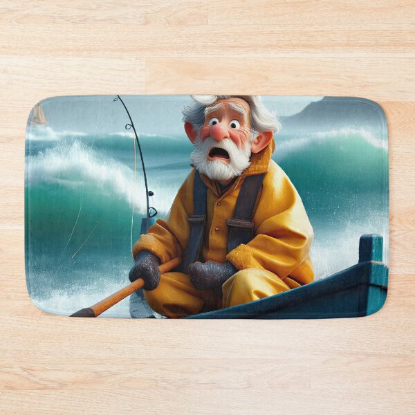 Item preview, Old Fart as a fisherman fishing in a choppy sea designed and sold by Colin Bentham.