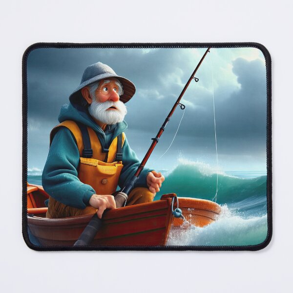 Item preview, Old Fart as a fisherman fishing in a choppy sea designed and sold by Colin Bentham.