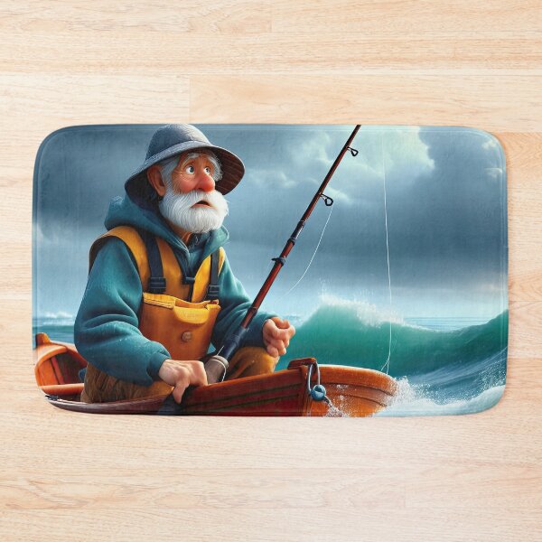 Item preview, Old Fart as a fisherman fishing in a choppy sea designed and sold by Colin Bentham.