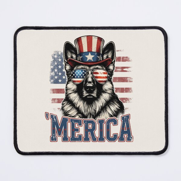 Item preview, Merica Patriotic Dog Shirt – Funny German Shepherd Wearing American Flag Hat and Sunglasses, USA Pride T-shirt designed and sold by ZyxDes.