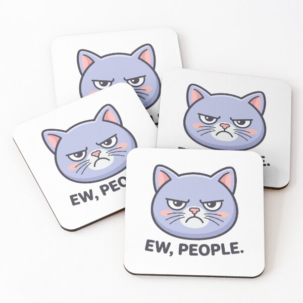 Item preview, Ew People Introvert Cat Funny Minimal Sticker designed and sold by D3monic.