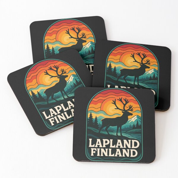 Artikelvorschau, Lappland, Finnland, Rentier, Retro, Trippy Art, Reisen entworfen und verkauft von TomFrontierArt.