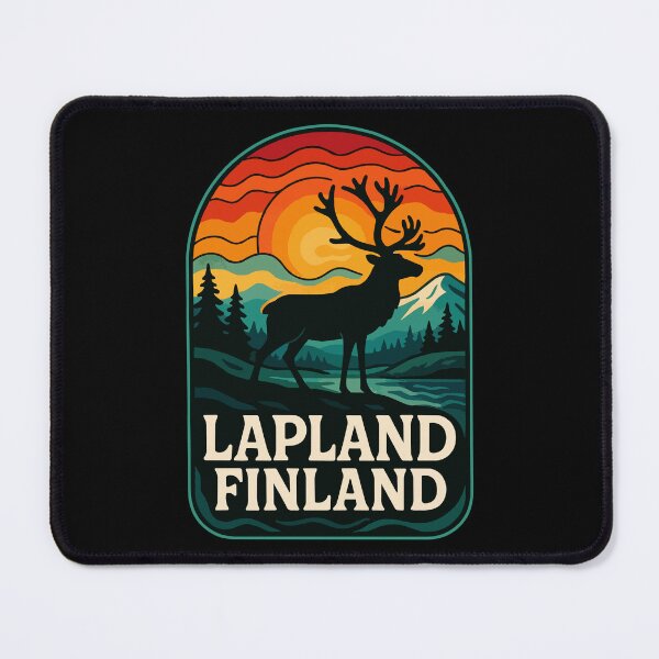 Item preview, Lapland Finland Reindeer Retro Trippy Art Travel designed and sold by TomFrontierArt.
