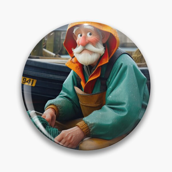 Item preview, Old Fart as a fisherman mending nets designed and sold by Colin Bentham.