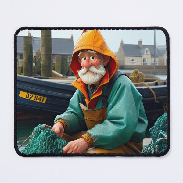 Item preview, Old Fart as a fisherman mending nets designed and sold by Colin Bentham.