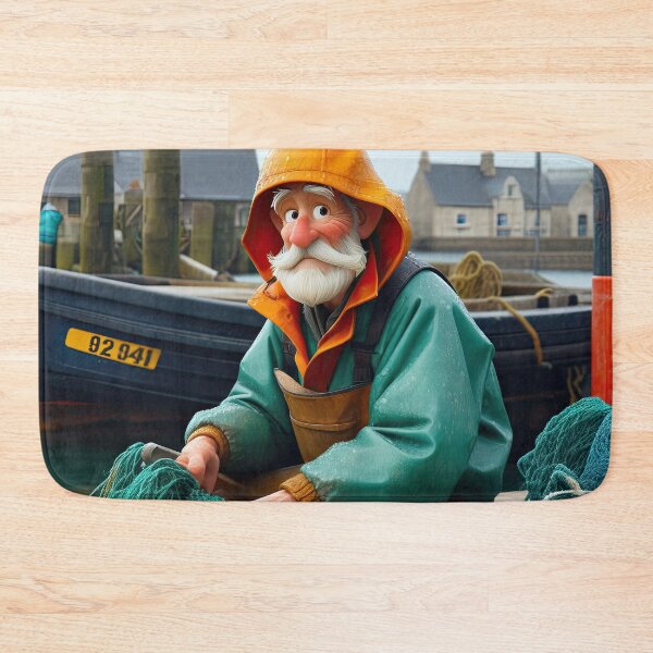 Item preview, Old Fart as a fisherman mending nets designed and sold by Colin Bentham.