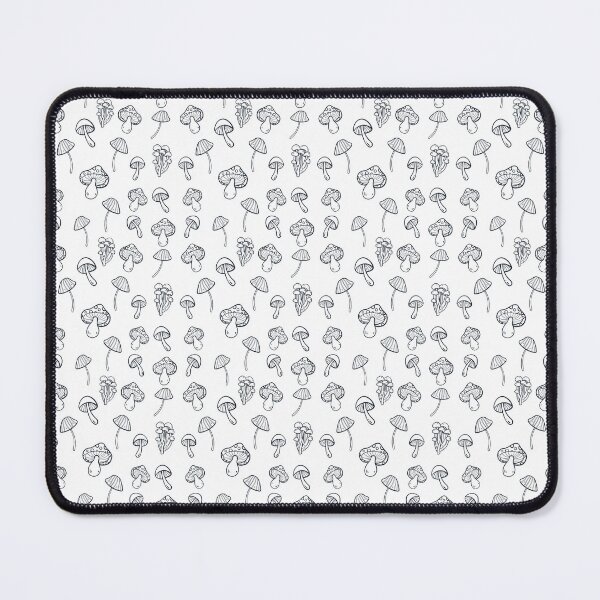 Item preview, Mushroom Seamless Pattern Black White Hand-Drawn Cottagecore designed and sold by Zaya_art.