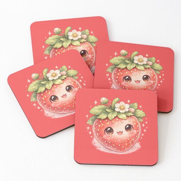 Item preview, Kawaii Cute Strawberry with Flower Crown – Adorable Watercolor Fruit Art | Strawberry Lover Gift designed and sold by irfanshikh.