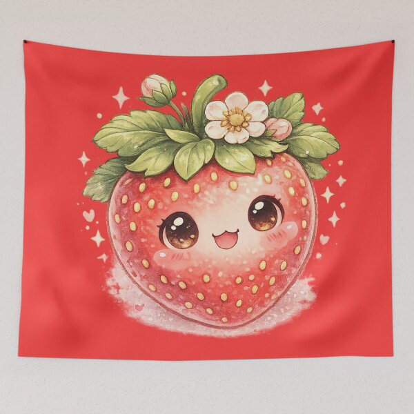 Item preview, Kawaii Cute Strawberry with Flower Crown – Adorable Watercolor Fruit Art | Strawberry Lover Gift designed and sold by irfanshikh.