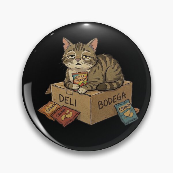 Item preview, Bodega Cat Sitting on Deli Box with Chips Snack designed and sold by VintryOff.