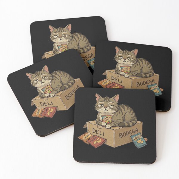 Item preview, Bodega Cat Sitting on Deli Box with Chips Snack designed and sold by VintryOff.