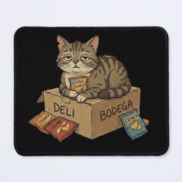 Item preview, Bodega Cat Sitting on Deli Box with Chips Snack designed and sold by VintryOff.