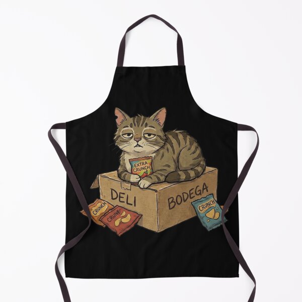 Item preview, Bodega Cat Sitting on Deli Box with Chips Snack designed and sold by VintryOff.