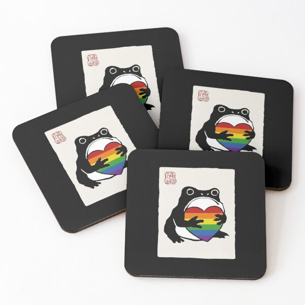 Item preview, Japanese Woodblock Pride Frog Holding Rainbow Heart Ukiyo-e Art designed and sold by haitrieuic96.