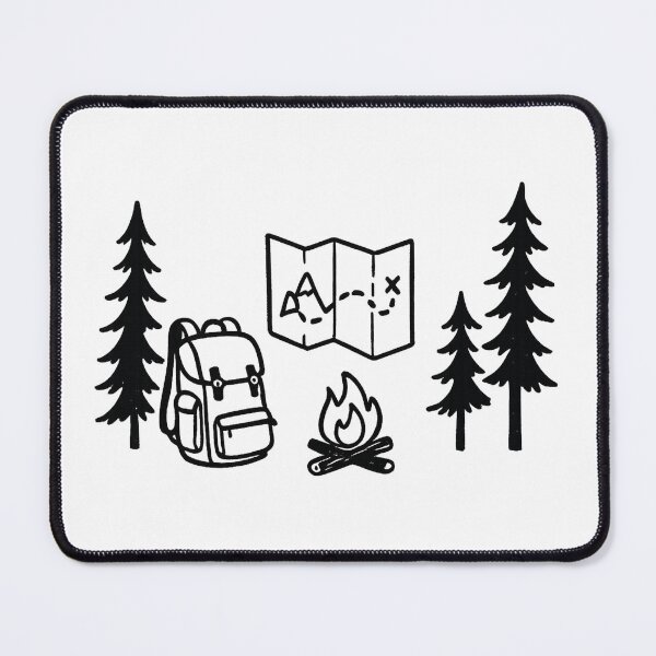 Item preview, Minimalist Camping Adventure - Black and White Forest Trip Doodle designed and sold by myforestfog.