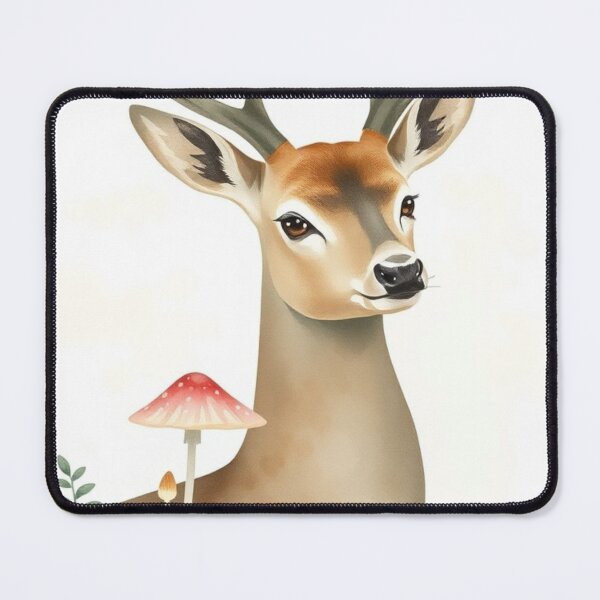 Item preview, Whimsical Watercolor Deer with Forest Mushrooms designed and sold by Vida e Arte.