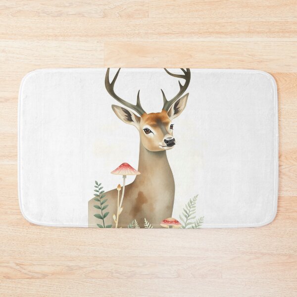 Item preview, Whimsical Watercolor Deer with Forest Mushrooms designed and sold by Vida e Arte.