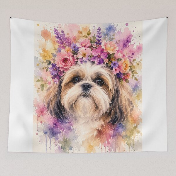 Item preview, Floral Shih Tzu designed and sold by Weird & wonderful .