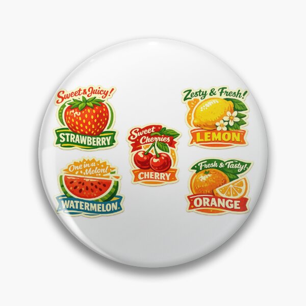 Item preview, Retro Fruit Sticker Pack Sweet Juicy Strawberry Watermelon Cherry Lemon Orange – Vintage Label Art | Fruit Lover Gift designed and sold by irfanshikh.