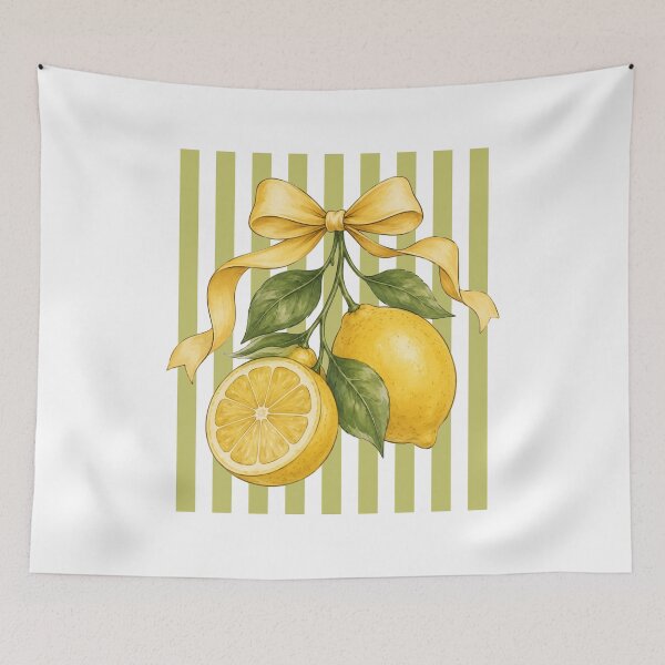Item preview, retro lines vintage lemon green leaves bow gift designed and sold by Amzkao.
